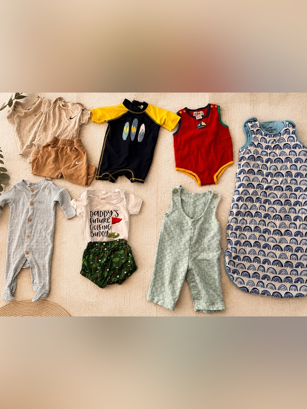 Infant Boy Clothing Bundle w/ LS Sleep Sack & Swim Outfit 0-6 Months